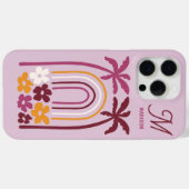 Coques Case-Mate iPhone Monogramme Nom Été Tropical Palmier Floral (Verso (horizontal))