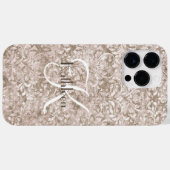 Coques Case-Mate iPhone Monogramme Nom Initial Brun Blanc Ornement Flouris (Verso (horizontal))