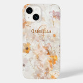 Coques Case-Mate iPhone Monogramme Nom Initial Élégant Floral Aquarelle (Verso)