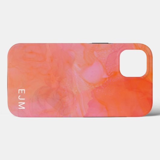 Coques Case-Mate iPhone Monogramme Nom initial Pink Aquarelle Moderne Fill (Verso (horizontal))