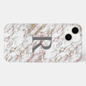 Coques Case-Mate iPhone Monogramme Nom Initiale Blanc Gris Or Rose Marbre (Verso (horizontal))