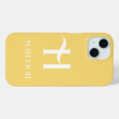 Coques Case-Mate iPhone Monogramme Nom Moderne Style Jaune (Verso (horizontal))