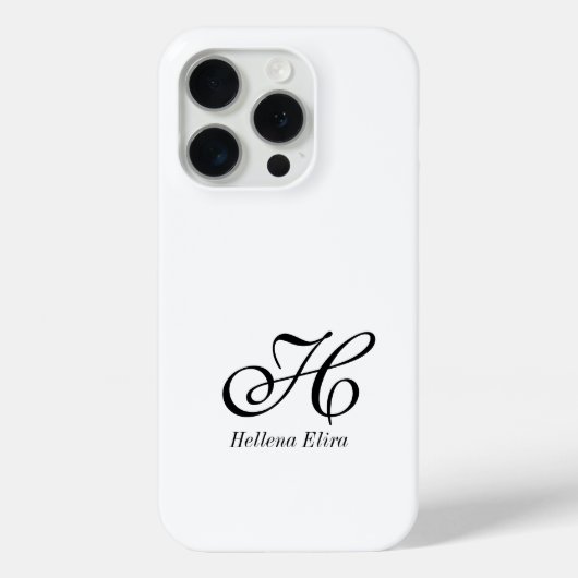 Coques Case-Mate iPhone Monogramme Nom Noir Blanc Moderne (Verso)