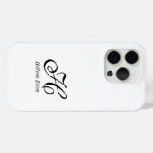 Coques Case-Mate iPhone Monogramme Nom Noir Blanc Moderne (Verso (horizontal))