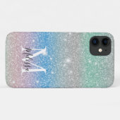 Coques Case-Mate iPhone Monogramme Nom Paillettes Dégradé Pastel (Dos (Horizontal))