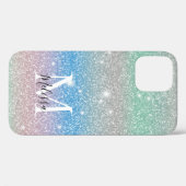 Coques Case-Mate iPhone Monogramme Nom Paillettes Gradient Pastel (Verso (horizontal))