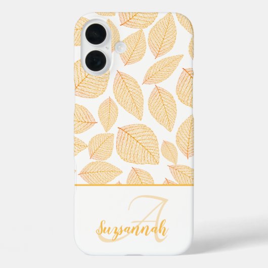 Coques Case-Mate iPhone Monogramme Nom Personnalisé Feuilles de Squelette (Verso)