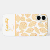 Coques Case-Mate iPhone Monogramme Nom Personnalisé Feuilles de Squelette (Verso (horizontal))