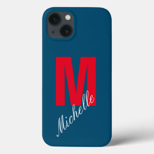 Case-Mate iPhone Case Monogramme Nom propre Initiale moderne bleu clair 