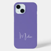 Coques Case-Mate iPhone Monogramme Nom Purple Blanc Minimal Style Chic (Verso)