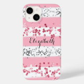 Coques Case-Mate iPhone Monogramme Nom rose blanc gris Parties scintillant (Verso)