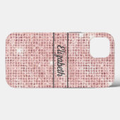 Coques Case-Mate iPhone Monogramme Nom Rose Blush Diamant Studded Tendance (Verso (horizontal))