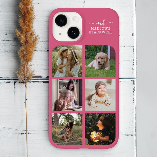 Coques Case-Mate iPhone Monogramme Nom rose pâle 6 Photo Collage