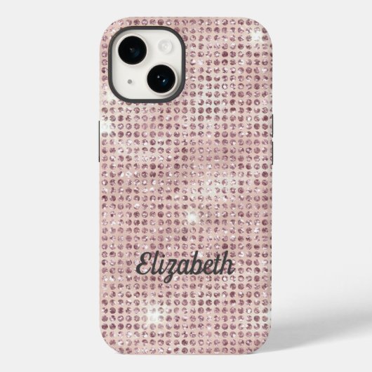 Coques Case-Mate iPhone Monogramme Nom Rose Pâle Paillettes Glamour Tendan (Verso)