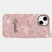 Coques Case-Mate iPhone Monogramme Nom Rose Pâle Paillettes Glamour Tendan (Verso (horizontal))