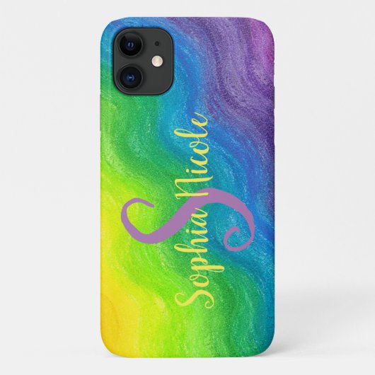 Coques Case-Mate iPhone Monogramme Ombre Abstrait lumineux arc-en-ciel col (Dos)