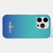Coques Case-Mate iPhone Monogramme Ombre Bleu Moderne (Verso (horizontal))