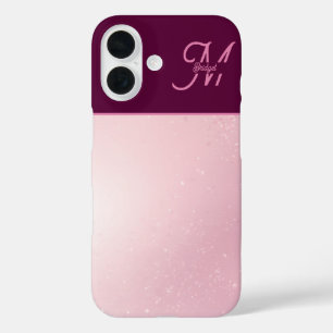 Coques iPhone 16 Monogramme ombré girlie rose féminin doux et scint