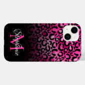 Coques Case-Mate iPhone Monogramme Ombre Léopard Noir Chaud Rose Fille (Verso (horizontal))