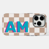 Coques Case-Mate iPhone Monogramme Ombre Rose Canard Damier Beige (Verso (horizontal))
