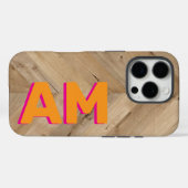 Coques Case-Mate iPhone Monogramme Ombre Rose Orange Rustique Texture Bois (Verso (horizontal))