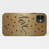 Coques Case-Mate iPhone Monogramme, Or, Coeurs d'amour, (Dos (Horizontal))