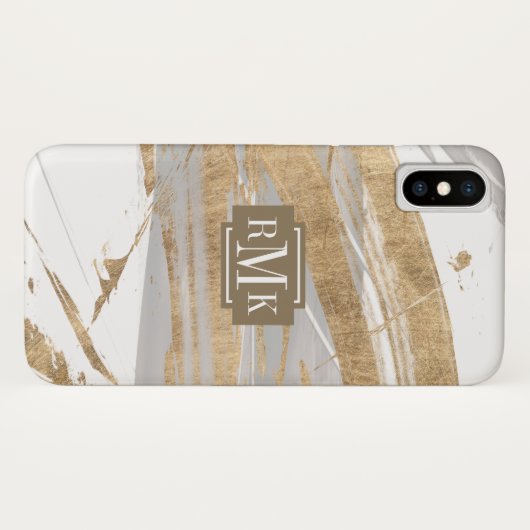 Coques Case-Mate iPhone Monogramme | Or et gris (Dos (Horizontal))