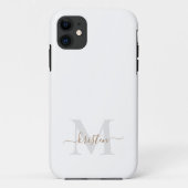 Coques Case-Mate iPhone Monogramme or et gris blanc (Dos)