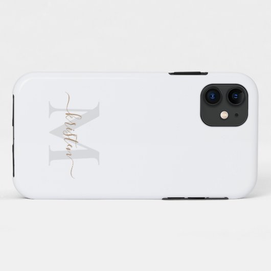 Coques Case-Mate iPhone Monogramme or et gris blanc (Dos (Horizontal))