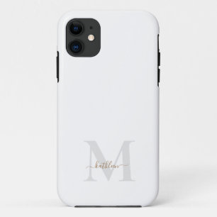 Case-Mate iPhone Case Monogramme Or et Gris et nom Swash Script