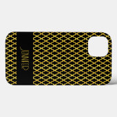 Coques Case-Mate iPhone Monogramme or et noir quatrefoil motif (Verso (horizontal))