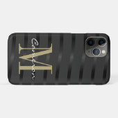 Coques Case-Mate iPhone Monogramme or initial et nom sur noir (Dos (Horizontal))