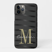 Coques Case-Mate iPhone Monogramme or initial et nom sur noir (Dos)