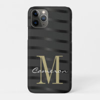 Monogramme or initial et nom sur noir