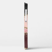 Coques Case-Mate iPhone Monogramme Or Rose Agate Liquide & Paillettes Or (Verso / Gauche)