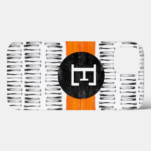 Coques Case-Mate iPhone monogramme orange blanc et gris art motif (Verso (horizontal))