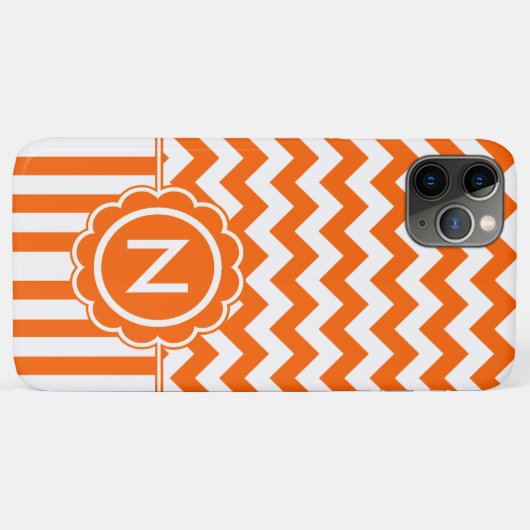 Coques Case-Mate iPhone Monogramme orange de zigzag (Dos (Horizontal))