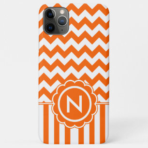 Coques Pour iPhone Monogramme orange de zigzag
