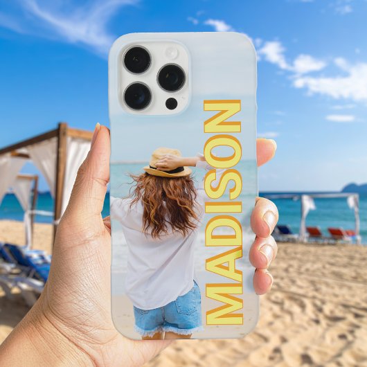 Coques Case-Mate iPhone Monogramme orange jaune moderne Nom Photo