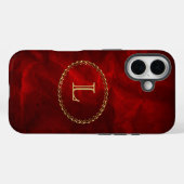 Coques Case-Mate iPhone Monogramme oval rouge Elegant (Verso (horizontal))
