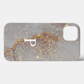 Coques Case-Mate iPhone Monogramme P Elegant Gris Marbre Rose Parties scin (Verso (horizontal))