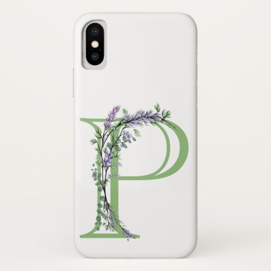 Coques Case-Mate iPhone Monogramme P Lavande Eucalyptus (Dos)