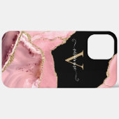Coques Case-Mate iPhone Monogramme Pailleté Agate Or Rose (Verso / Droite)