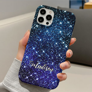 Case-Mate iPhone Case Monogramme pailleté bleu iridescent fantaisiste