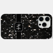 Coques Case-Mate iPhone Monogramme pailleté brillant noir et blanc (Verso (horizontal))