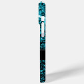 Coques Case-Mate iPhone Monogramme pailleté faux bleu aqua (Verso / Gauche)