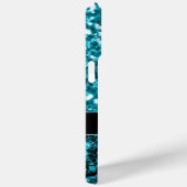 Coques Case-Mate iPhone Monogramme pailleté faux bleu aqua (Verso / Droite)