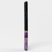 Coques Case-Mate iPhone Monogramme Pailleté Or Agate Violette (Dos/Droite)