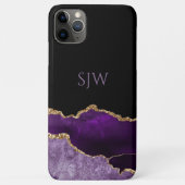 Coques Case-Mate iPhone Monogramme Pailleté Or Agate Violette (Dos)
