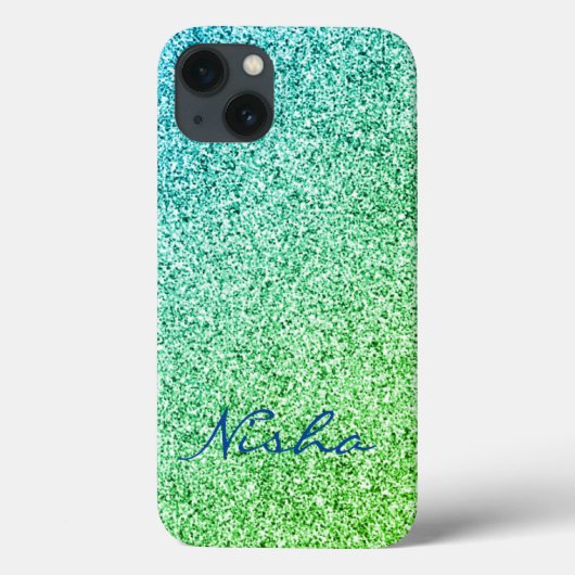 Coques Case-Mate iPhone Monogramme Pailleté Vert (Verso)